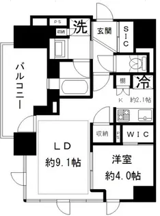 パークリュクス神楽坂【9階】の間取り