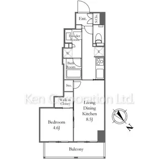 ザ・パークハビオ日本橋箱崎町【11階】の間取り