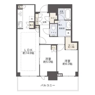 2LDKの間取り画像