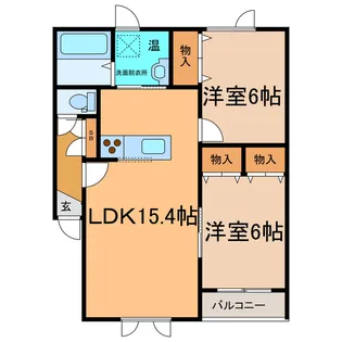 2LDKの間取り画像