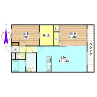 チェリーブロッサム久保原【2階】の間取り