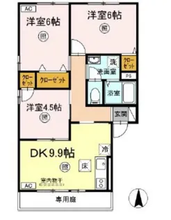 アミスターY・2・S B棟【1階】の間取り