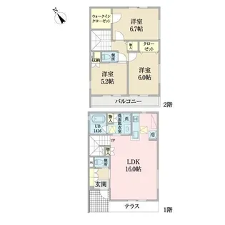神奈川県横浜市保土ヶ谷区仏向町【一戸建】の間取り