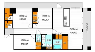 エスリード西宮甲陽園II番館Aris【4階】の間取り