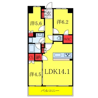 ザ・パークハウスオイコス赤羽志茂サードスクエア【7階】の間取り