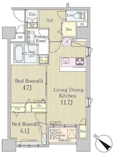 クレール日本橋【6階】の間取り