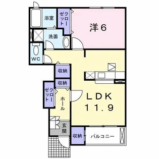 クレメントB棟【1階】の間取り