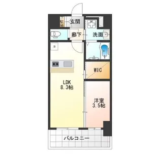 リヴェント難波ウエスト【11階】の間取り