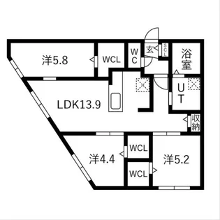 ラグランジュ円山【3階】の間取り