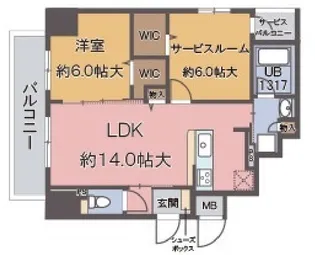 ラルジュルーセントオーデン難波【12階】の間取り