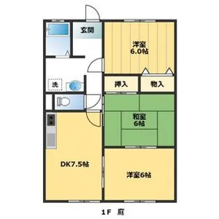 ガーデンロイヤルB【1階】の間取り