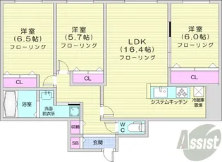 Rainbow Road宮の森2nd【4階】の間取り