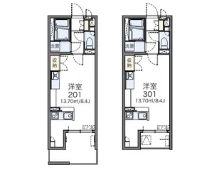 神奈川県川崎市中原区下新城2【アパート】の間取り