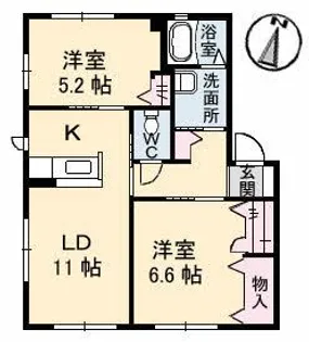 シャーメゾンヤナイB【1階】の間取り