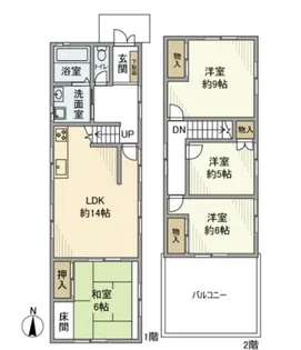 大阪府堺市堺区七条通【一戸建】の間取り