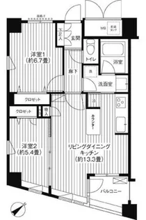 コスモリード新宿余丁町【4階】の間取り