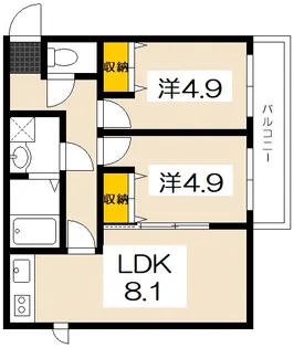 メゾンドルポ吉見園【3階】の間取り