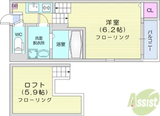 ハーモニーテラス栄2【2階】の間取り