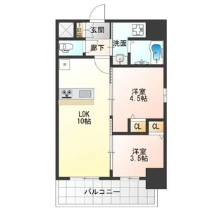 リヴェント難波ウエスト【4階】の間取り