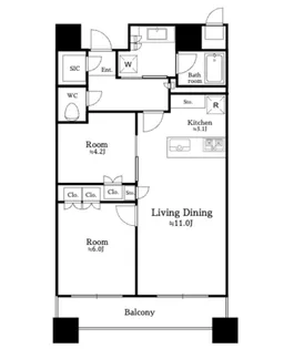 Brillia Towers 目黒 ノースレジデンス【28階】の間取り