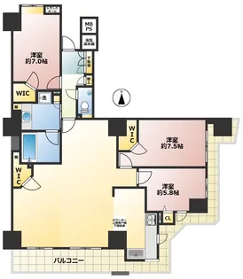 ライオンズタワー大島【18階】の間取り