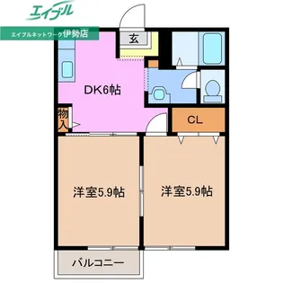 セゾンクレールD【2階】の間取り