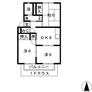 グレースタウン B【2階】の間取り