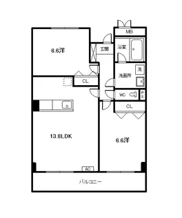 2LDKの間取り画像