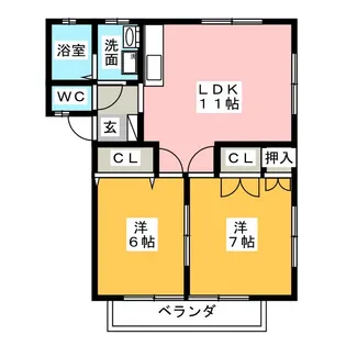 ヒルズガーデン B【1階】の間取り