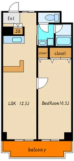 1LDKの間取り画像