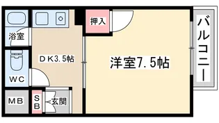 1DKの間取り画像