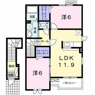 徳島県名西郡石井町高川原字高川原【アパート】の間取り