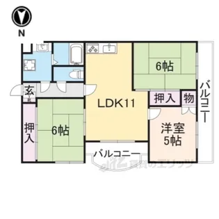 インペリアル東生駒【5階】の間取り