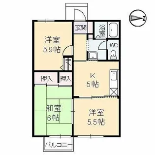 ディアス 山本【1階】の間取り