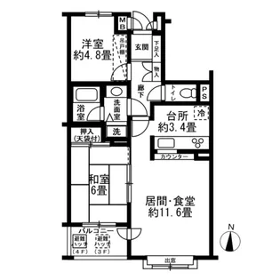 横浜鶴見ガーデンハウス【4階】の間取り