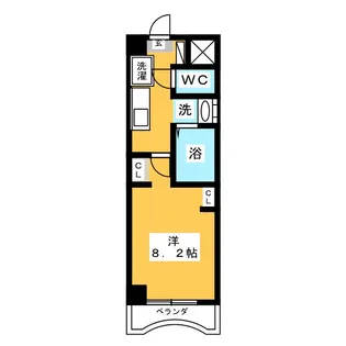グランディア平安通【3階】の間取り