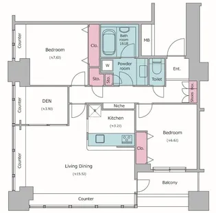 レジディアタワー上池袋 タワー棟【13階】の間取り