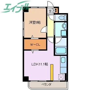 四日市エンブルコート【9階】の間取り