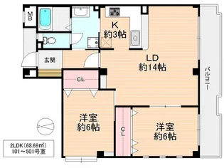 コートゆうむ【2階】の間取り