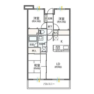 ピースフルタウン栗木台【1】【3階】の間取り