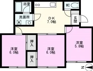 ガーデン浜野【1階】の間取り