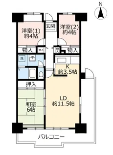 URさざなみプラザ第4【12階】の間取り