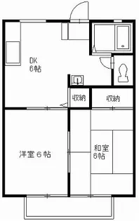 福正ハイツE(2DK)【2階】の間取り