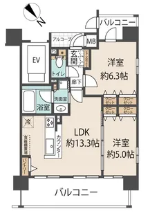 ベルヴィ東園田【9階】の間取り