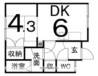 1DKの間取り画像