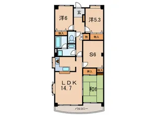 フォーシーズンズ芦屋【4階】の間取り