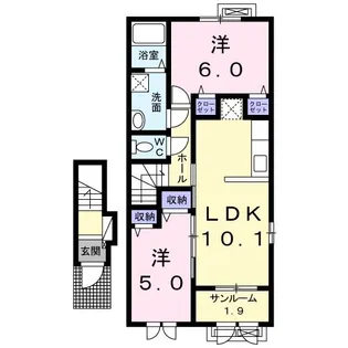 ヴィラ清瀧 D【2階】の間取り