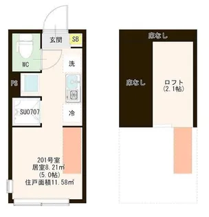ハーモニーテラス江原町III【2階】の間取り
