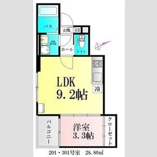 シャイニングパレス宮城野原【2階】の間取り