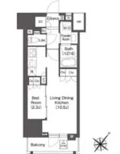 レフィールオーブ代々木【7階】の間取り